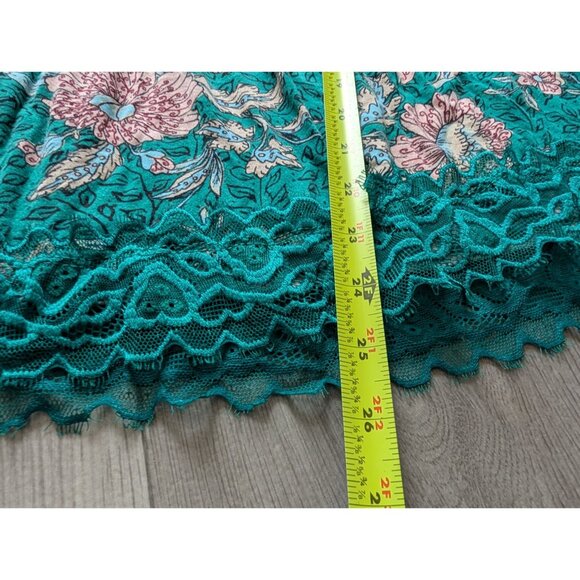 Torrid Super Soft Floral Lace-Trim Babydoll Top Teal & Pink Size 00 - Picture 8 of 9